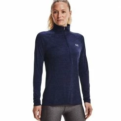 Brandneu ✔️ Under Armour Tech 1/2 Zip Twist Half-Zip Top Navy Damen 🌟