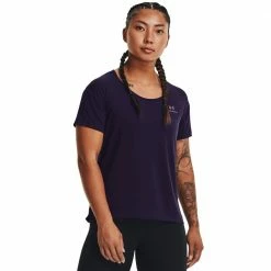 Rabatt 🔔 Under Armour Rush Energy Core Basic Top Purple Switch Damen 🥰
