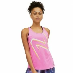 Billig ❤️ New Balance Printed Impact Run Laufshirt Vibrant Pink/Heather Damen ⌛