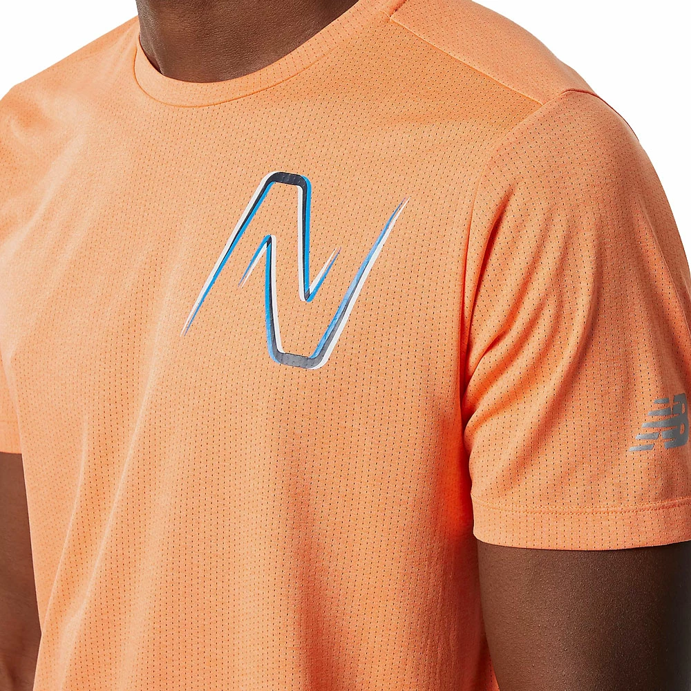 Angebote 🧨 New Balance Graphic Impact Run Radshirt Vibrant Orange/Heather Herren ✔️ – Bild 3