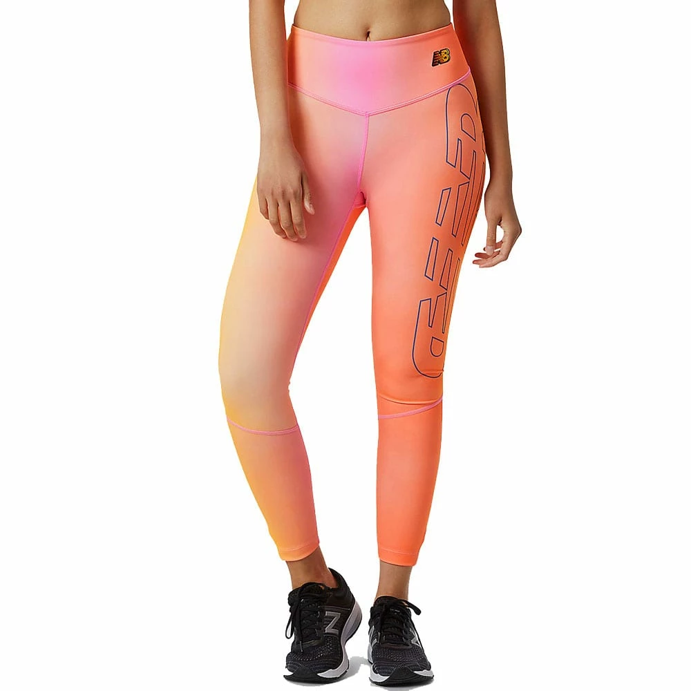 Bestes Angebot 😀 New Balance Achiever Elemental Printed Leggings Vibrant Pink Damen ✔️